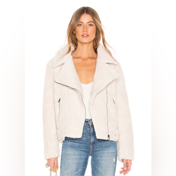 ASTR • Brooklyn Sherpa Ivory Moto Jacket